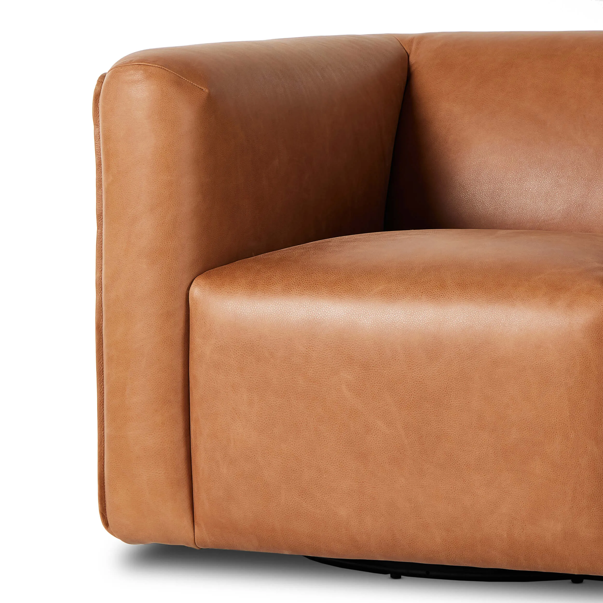 Wellborn Leather Swivel Chair, Palermo Cognac