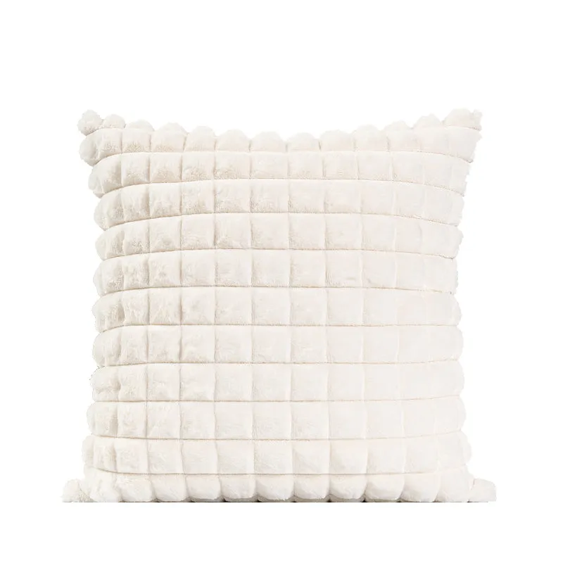White Grid Plush Pillow