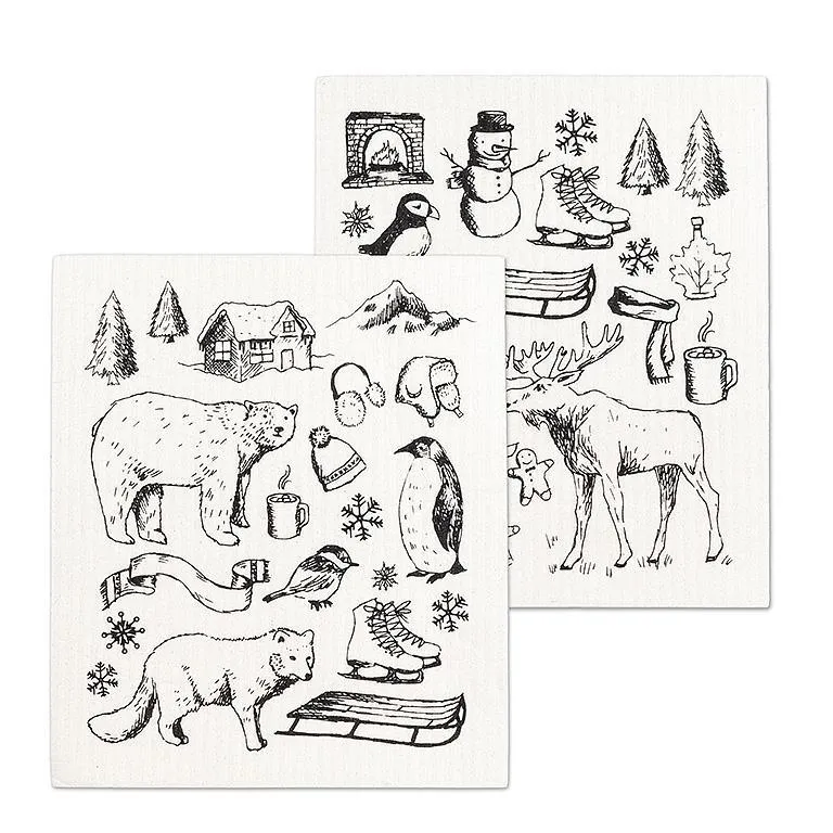 Winter Sketch Icon Swedish Dishcloths