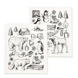 Winter Sketch Icon Swedish Dishcloths