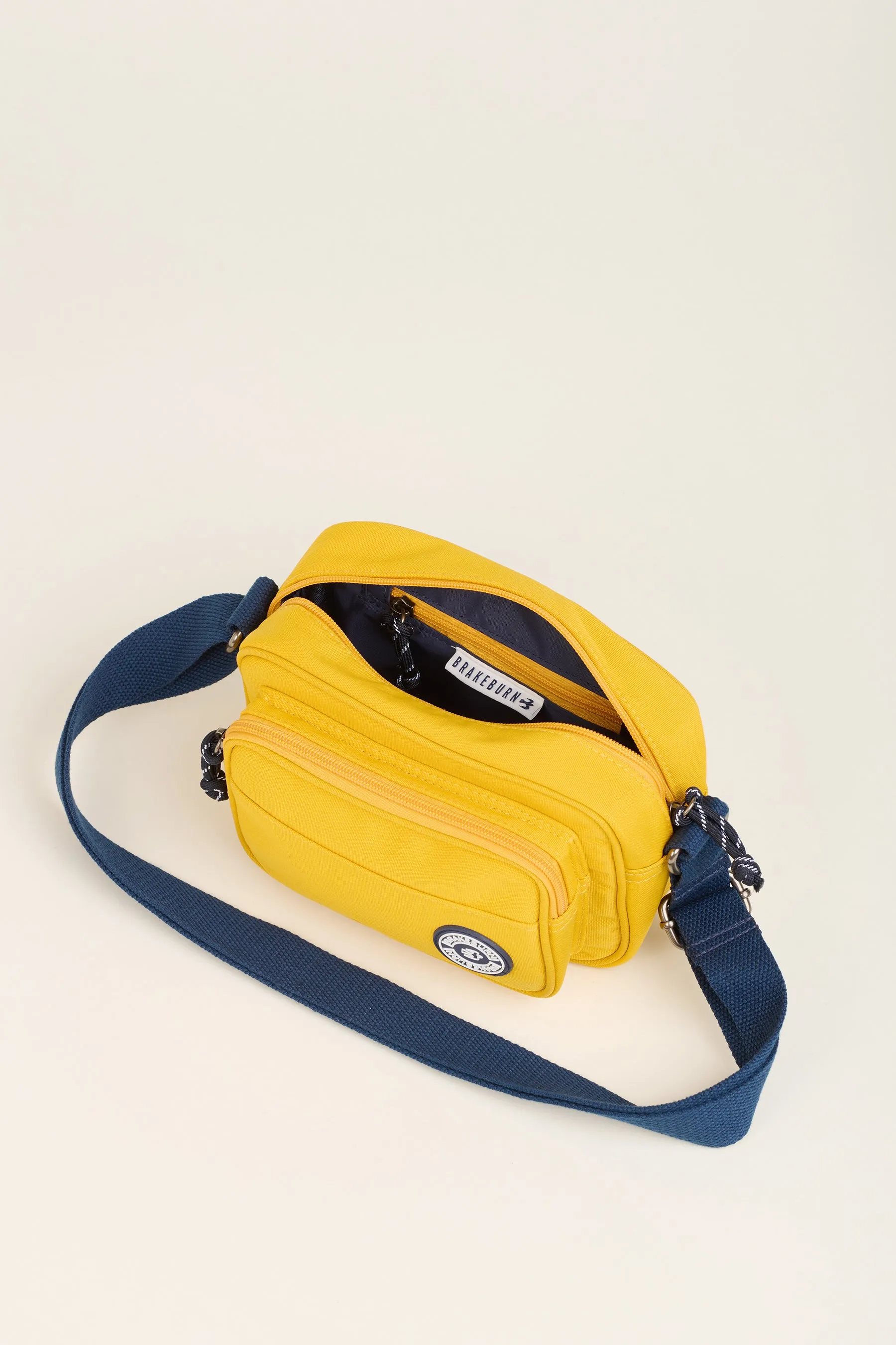 Yellow And Navy Medium Camera Crossbody Bag