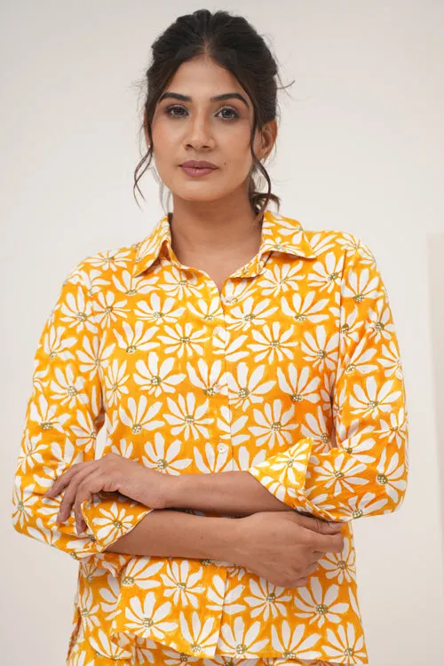 Yellow Petal Hand Block Printed Co-Ord Set